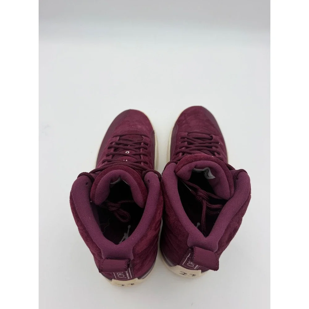 Jordan 12 Retro Bordeaux Mens Basketball Shoes Burgundy Suede 130690-617 8.5
